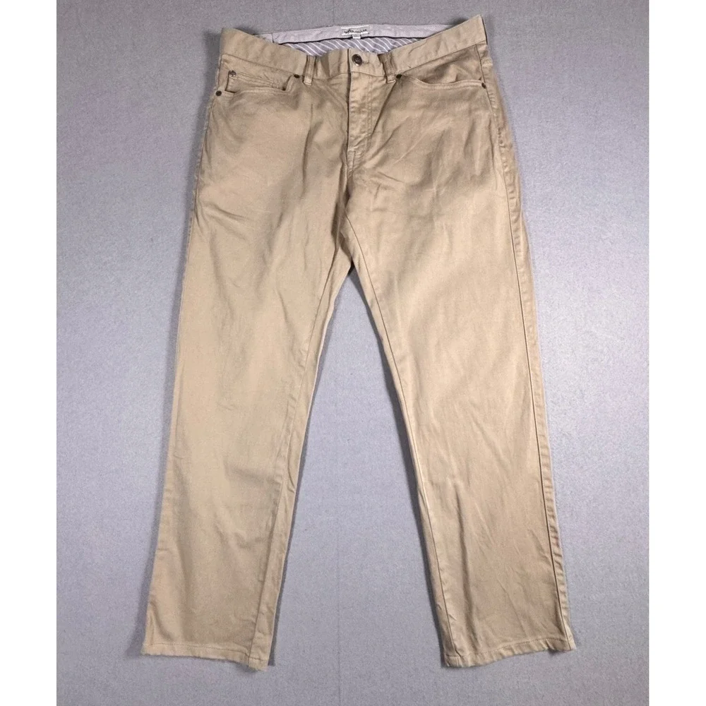 Peter Millar Ultimate Sateen Five Pocket Pants Mens 34 Tan Khaki Stretch Chino